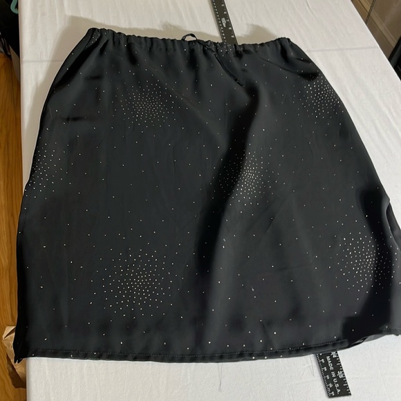 Esprit XL black with silver sparkle skirt drawstring waist lined, side sllit - Picture 1 of 11